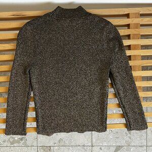 Sandro Paris Shinny Metallic Mock Neck Designer Sweater Size S